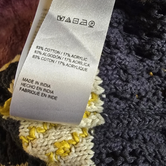 Anthropologie Navy Striped Turtle Neck Sweater Poncho sz OS - Picture 10 of 10